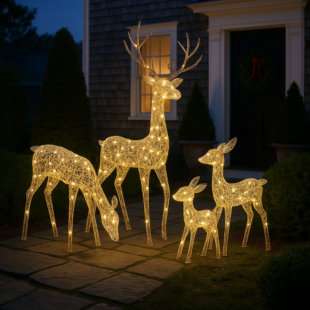 Cape Estate Reindeer Light Sculpture Set – Buck, Doe & Fawn