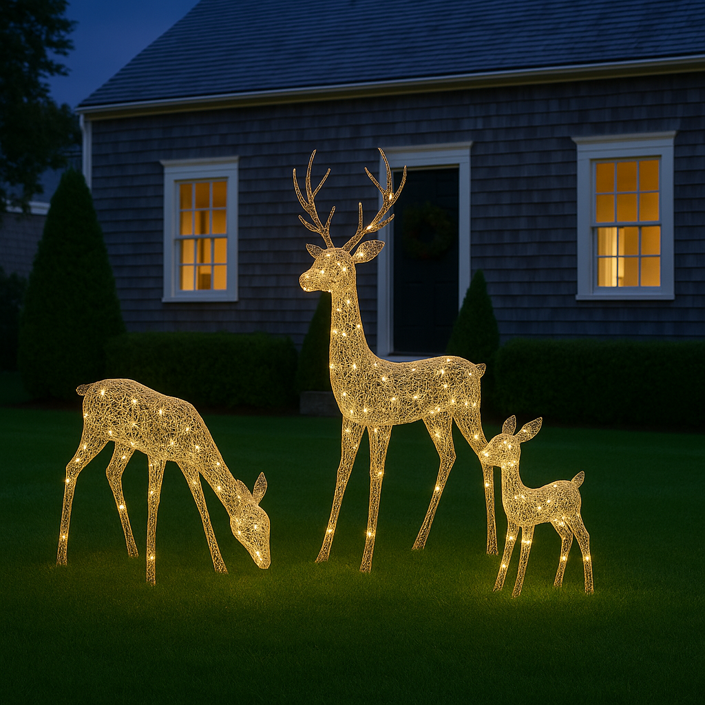 Cape Estate Reindeer Light Sculpture Set – Buck, Doe & Fawn