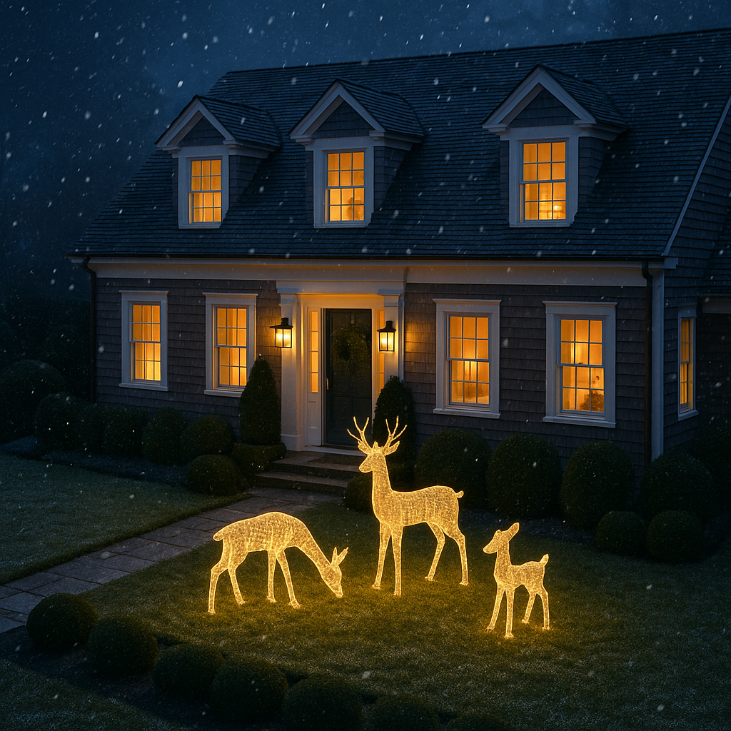Cape Estate Reindeer Light Sculpture Set – Buck, Doe & Fawn