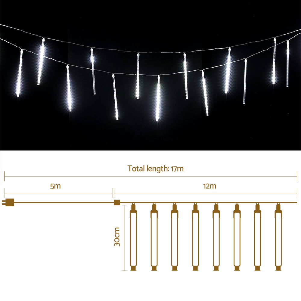 NNEDSZ 12M Christmas Lights Icicle Light 960 LED Falling Metor Jingle Jollys